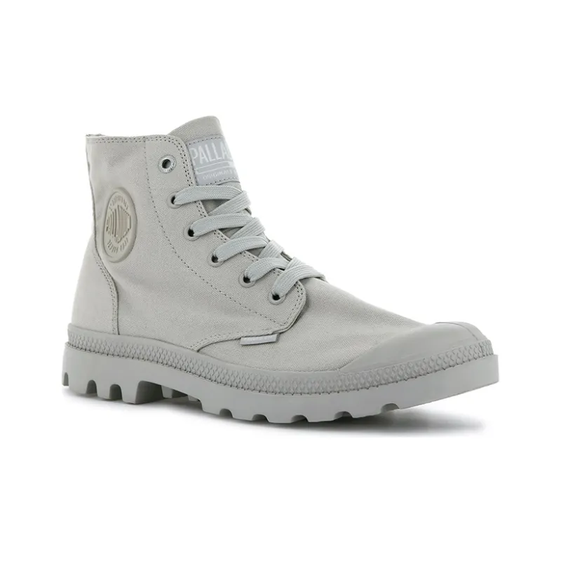 Palladium Mono Chrome Anti Slip Wear Resistant High Top Canvas Shoes Unisex Mist Gray-2