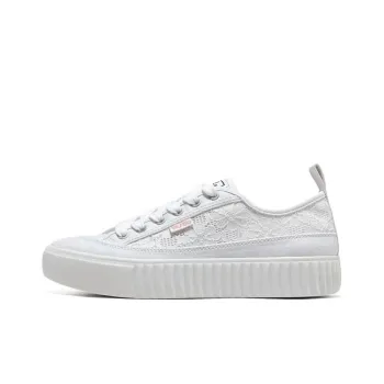 Skechers Royal Kiss Bob's Anti Slip Wear Resistant Low Top Canvas Shoes Women's White