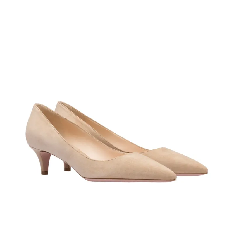 PRADA Slim Heel Medium Heel Shoes Women's Beige-1