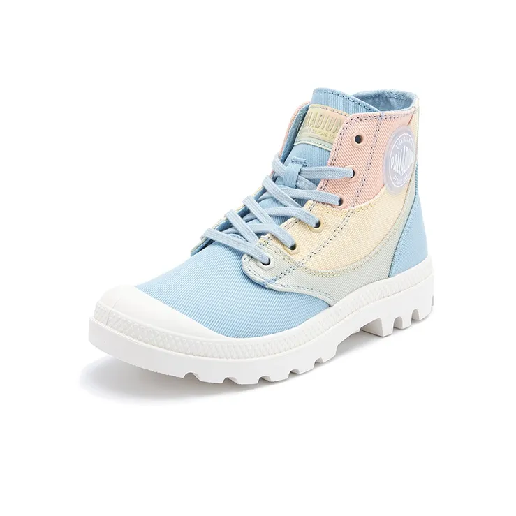 Palladium Pampa Durable Breathable High Top Canvas Shoes Unisex Blue Pink Macaron Color-1