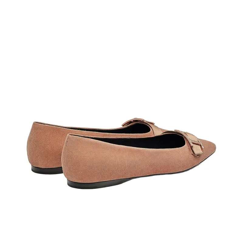HERMES Doose Flat Shoes Women's Nude Pink-3