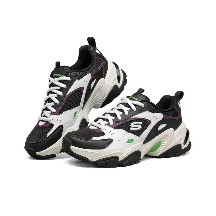Skechers Stamina V2 Chunky Sneakers Women's Low Top Black/White/Lemon-2