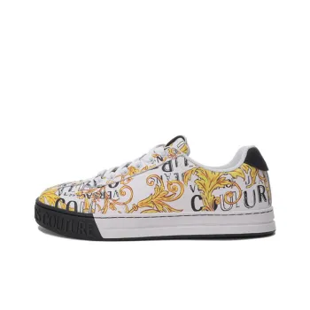 VERSACE JEANS Couture Balance Low Top Skateboard Shoes Men's White Gold
