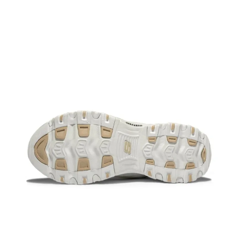 Skechers D'LITES 1.0 Cushioning Abrasion Resistant Breathable Low Top Chunky Sneakers Men's Beige White Yellow-4