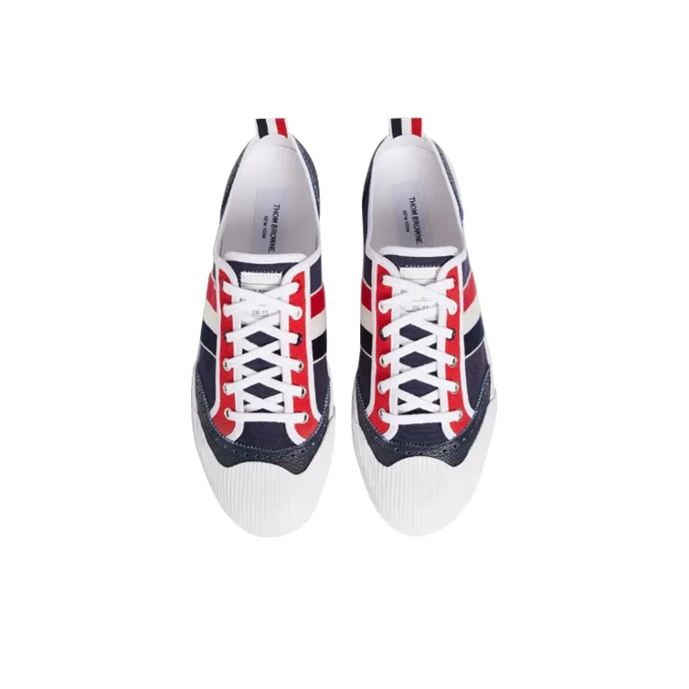THOM BROWNE Canvas Shoes Men Low Top Navy Blue-3