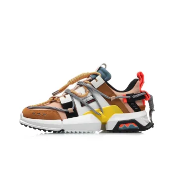 LiNing Pan Gu Cushioning Balance Low Top Chunky Sneakers Men's White Brown