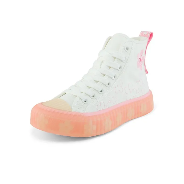 Kappa Anti Slip And Wear Resistant Lightweight Cushioning High Top Canvas Shoes Unisex White Pink-2