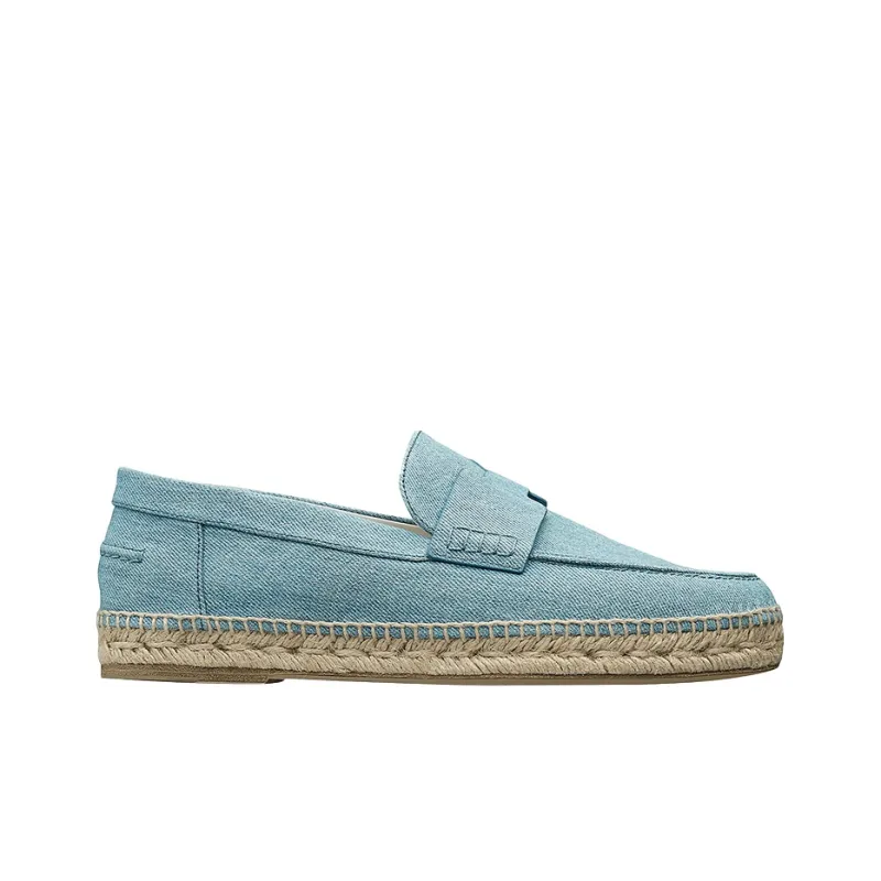 HERMES Trip Casual Flat Shoes Women's Denim Blue-1