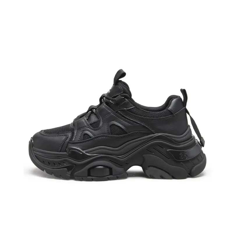 C°BANNER Chunky Sneakers Women's Low Top Black/Beige-0