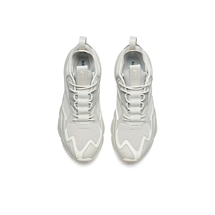 Anta Cushioned Slip-Resistant Breathable Coverage Mid-Top Chunky Sneakers Men's Light Gray-3