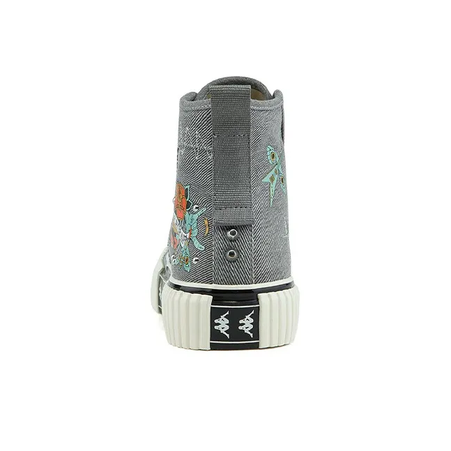 Kappa Artist Collaboration Anti-Slip And Wear-Resistant Lightweight High-Top Canvas Shoes Unisex Denim Gray-4