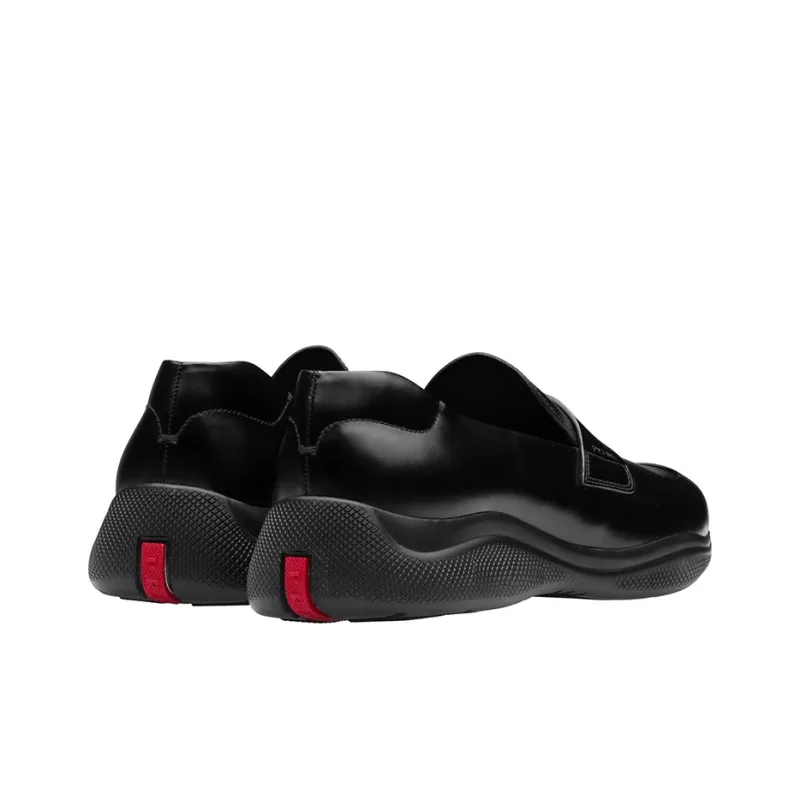 PRADA Toblach Brushed Leather Slip-on Sneakers Black Men's-3