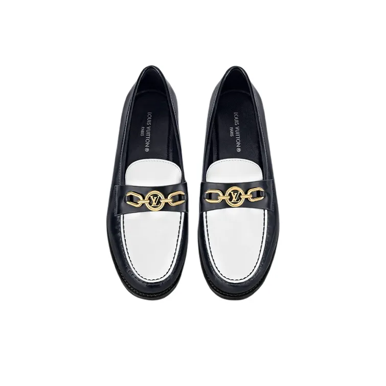 LOUIS VUITTON Chess Casual Single Shoes Women's Black White-3