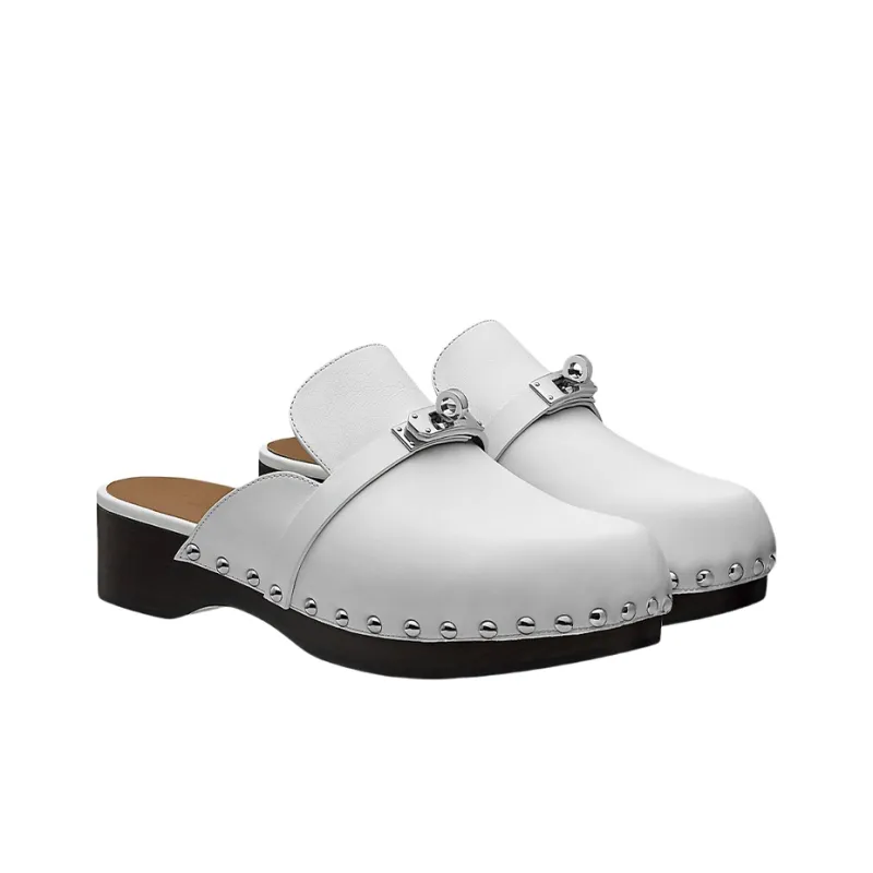 HERMES Wrap-toe Slippers Women's White-2