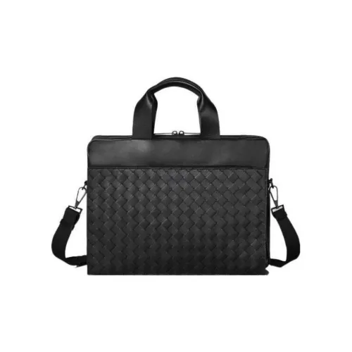 Bottega Veneta Calfskin Portable One Shoulder Crossbody Briefcase Men's Black