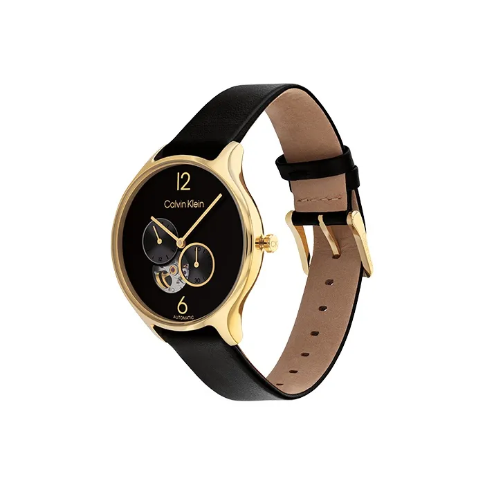 CALVIN KLEIN Wrist Watch Mechanical Movement Leather Strap 38mm Black Dial Unisex-2