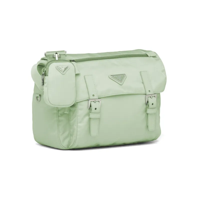 PRADA Re-Edition Recycled Nylon Patchwork 2-in-1 Messenger Bag Shoulder Bag Crossbody Bag Medium Size Unisex Aqua Green-1