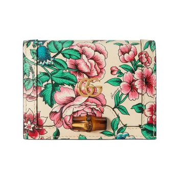 GUCCI Diana Leather Card Holder Women's White/Multicolor