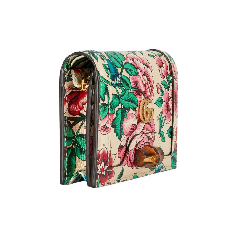 GUCCI Diana Leather Card Holder Women's White/Multicolor-1
