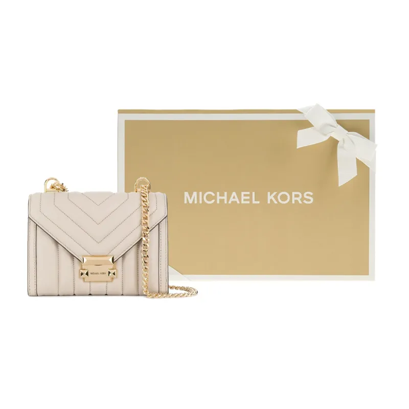 MICHAEL KORS Whitney Sheepskin Envelope Bag, Shoulder Bag, Crossbody Bag Trumpets Women's Cream-4