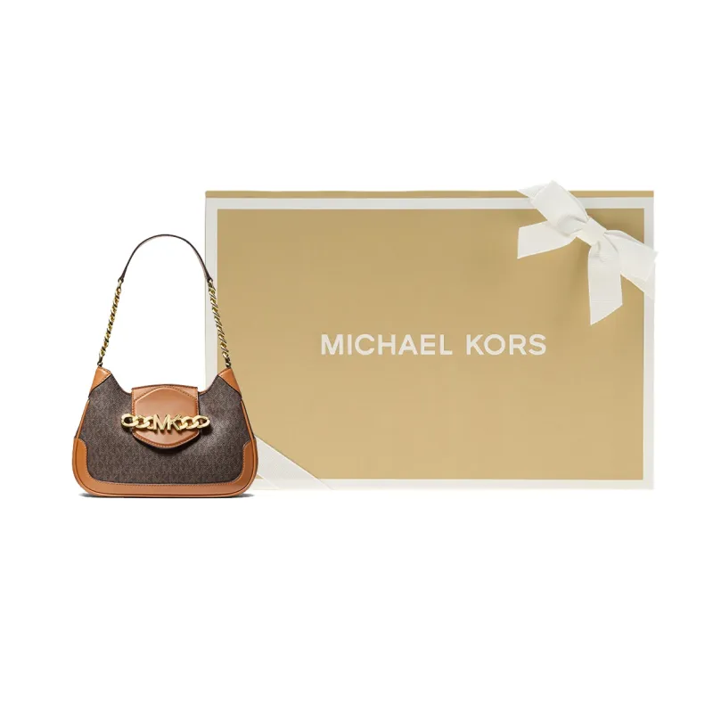 MICHAEL KORS Hally Artificial Leather Shoulder Bag Women's Dark Brown-4