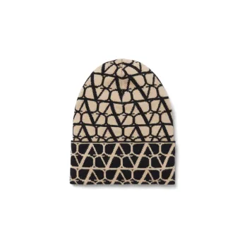Valentino Logo intarsia Beanie Hat