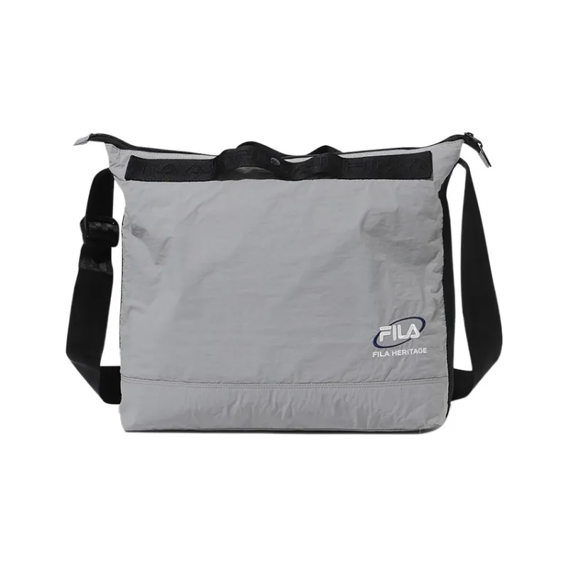 FILA Nylon Shoulder Bag Crossbody Bag Large Size Unisex Gray-0