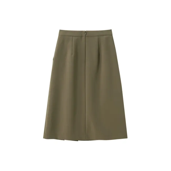 OVV SS23 Casual Long Skirt Women's Khaki Green-1