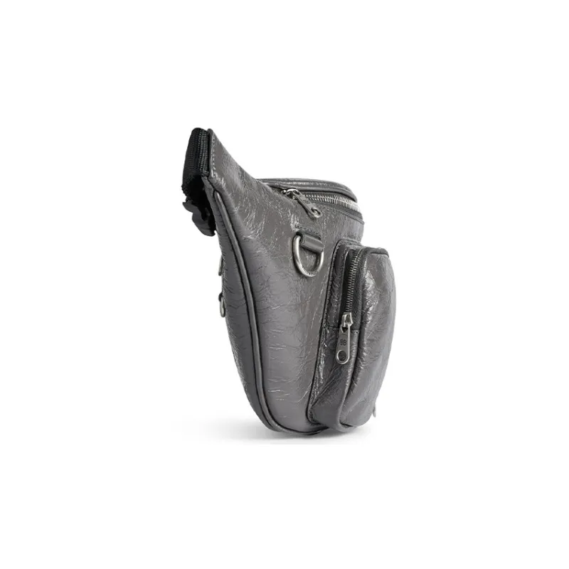 Balenciaga Superbusy Fine Grained Sheepskin Fanny Pack Regular Men's Gray-2