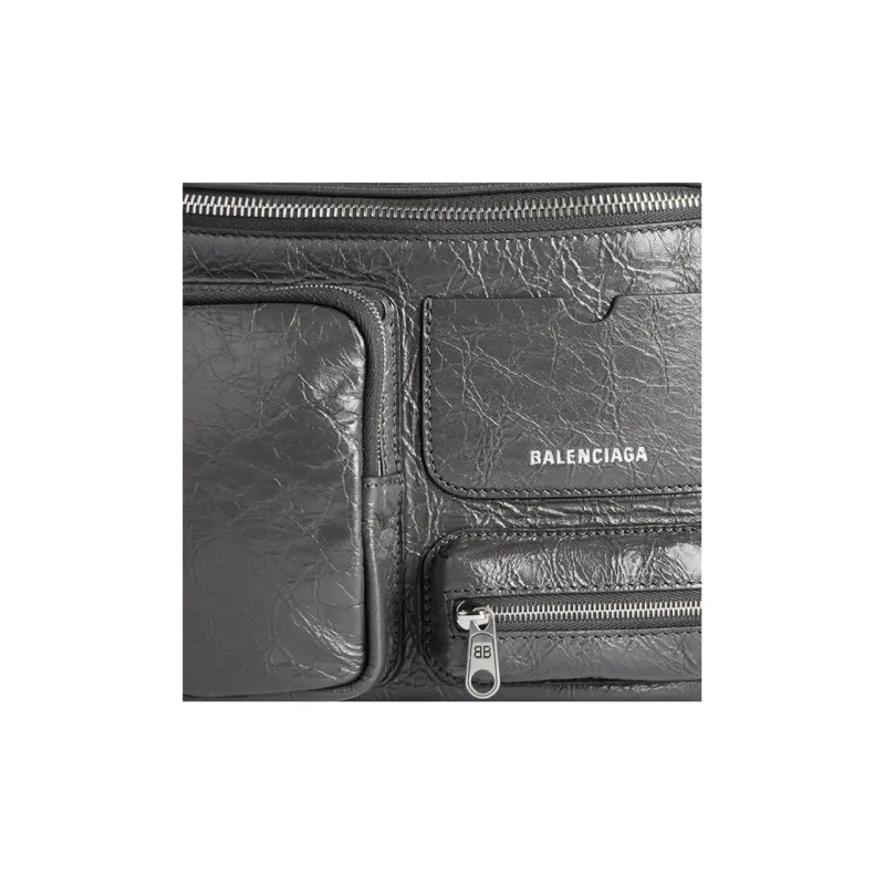 Balenciaga Superbusy Fine Grained Sheepskin Fanny Pack Regular Men's Gray-4