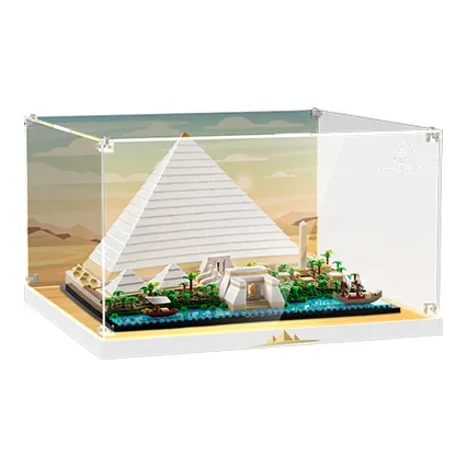 LIGHT YOUR BRICKS 100 Fun Compatible Building Block 21058 Giza Great Pyramid Display Case Model Accessories-0