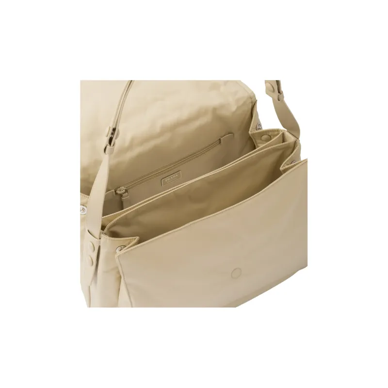 PRADA Cini Fabric With Leather Messenger Bag, Shoulder Bag, Crossbody Bag Tubas Women's Desert Yellow-4