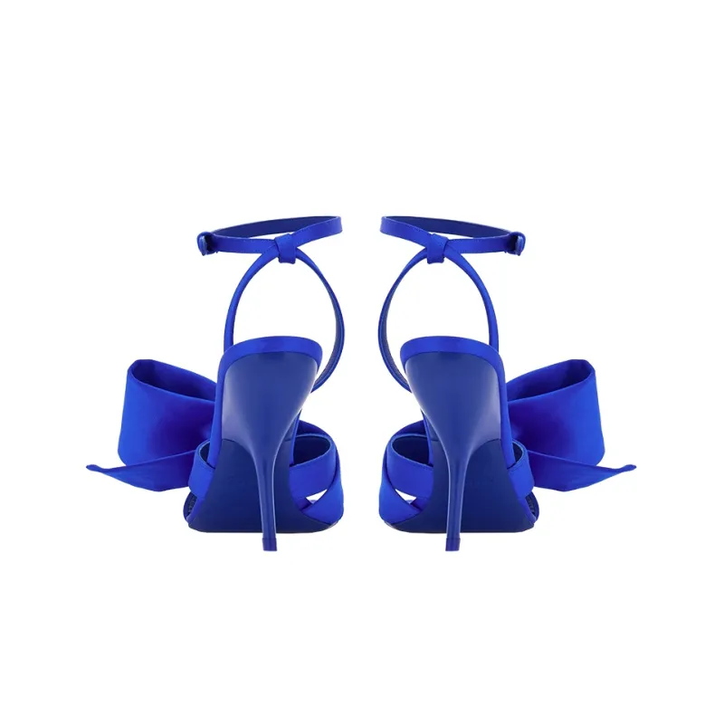 FERRAGAMO Asymmetric-bow Satin Sandals-4
