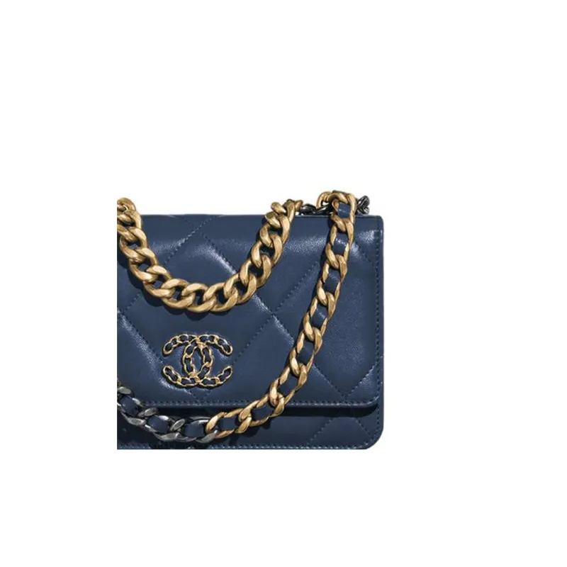 CHANEL 19Bag Lambskin Shoulder Bag Women's Marine Blue-2