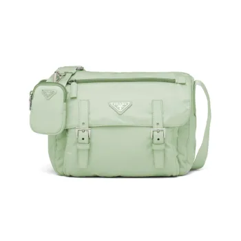 PRADA Re-Edition Recycled Nylon Patchwork 2-in-1 Messenger Bag Shoulder Bag Crossbody Bag Medium Size Unisex Aqua Green