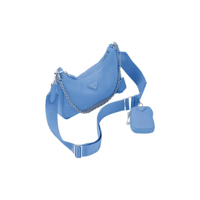 PRADA Re-Edition Fabric With Leather Crossbody Bag Shoulder Bag Women's Light Purple Light Blue-1