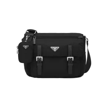 PRADA Re Edition Recycled Nylon Patchwork 2 in 1 Messenger Bag Shoulder Bag Crossbody Bag Unisex Black