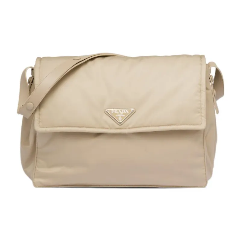 PRADA Cini Fabric With Leather Messenger Bag, Shoulder Bag, Crossbody Bag Tubas Women's Desert Yellow-0