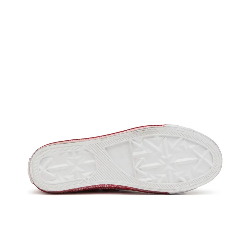 DIESEL S Athos Anti Slip Wear Resistant Mid Top Skateboard Shoes Men's White Red-4