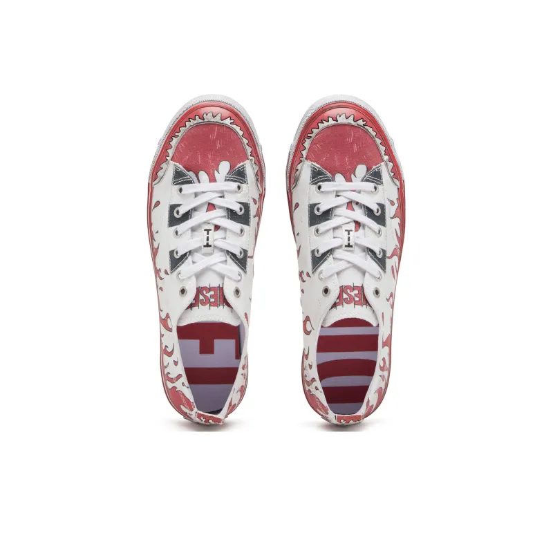 DIESEL S Athos Anti Slip Wear Resistant Low Top Skateboard Shoes Men's White Red-3