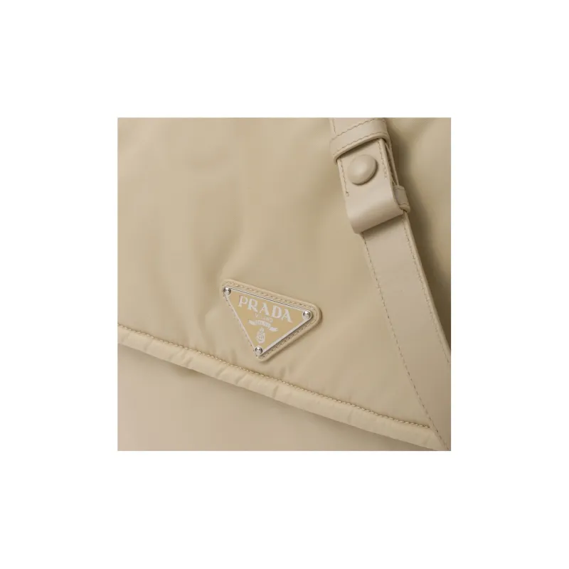 PRADA Cini Fabric With Leather Messenger Bag, Shoulder Bag, Crossbody Bag Tubas Women's Desert Yellow-3