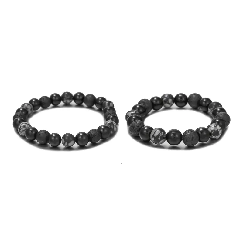 Love Link Volcanic Stone Obsidian Bracelets Unisex-2