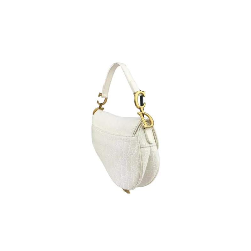 DIOR Cow Leather Saddle Bag Handbag, Shoulder Bag Women's White-1