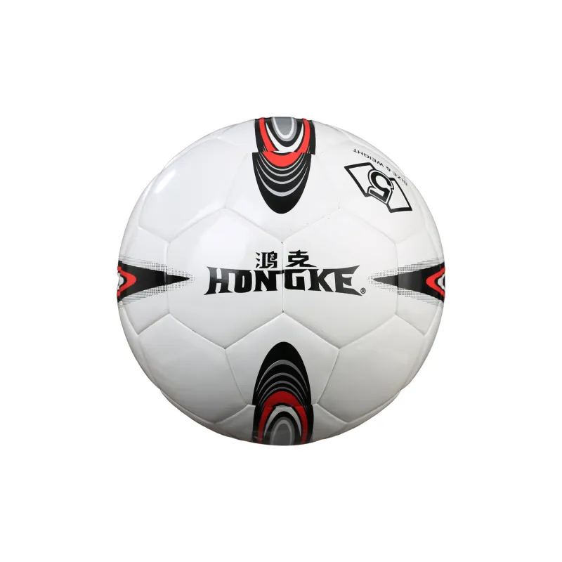 HONGKE Size 5 Soccer PU Machine Stitched Soccer Ball Unisex Red White-1