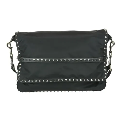 Valentino Calfskin Messenger Bag Crossbody Bag Shoulder Bag Women's Black