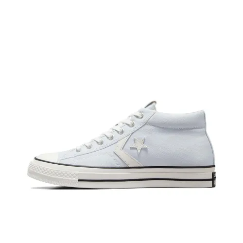 Converse Star Player Non-slip Wear-resistant Shock Absorption Mid-Top Canvas Shoes Unisex Light Blue