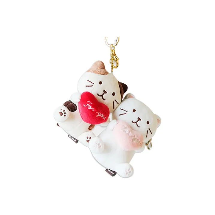 HAPINS Heart Hug Couple Pendant, Snuggly Cats, Cute Magnetic Keychain Dolls Plush Pendant 10cm Height-4