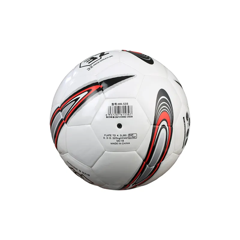 HONGKE Size 5 Soccer PU Machine Stitched Soccer Ball Unisex Red White-4