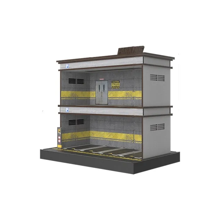 CARMCK 1/64 Model Car Parking Lot, Triple Layer Realistic Car Scenario, With Light, Acrylic Cover Model Accessories-10