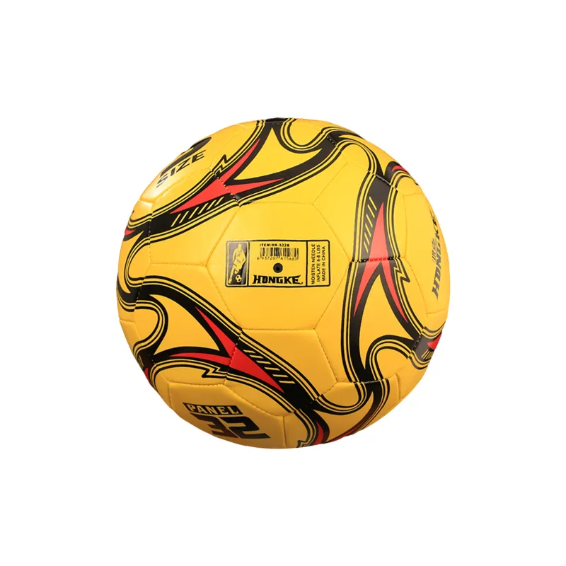 HONGKE Size 5 Soccer PU Machine Stitched Soccer Ball Unisex Yellow Red-4